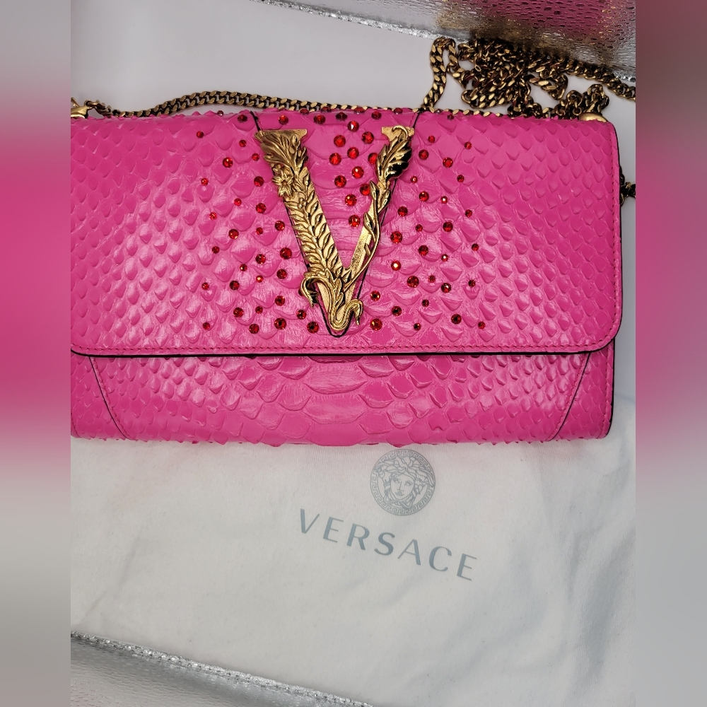 Versace Virtus Python Crossbody Clutch Bag - image 1